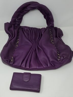 Soprano Leather Purple BOHO Bag Purse & Matching Wallet